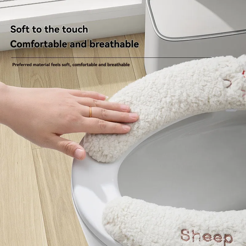 Cartoon Sheep Toilet Mat Seasonal Universal Adhesive Toilet Seat Cover Reusable Toilet Seat Cushion Bathroom Accessories 4