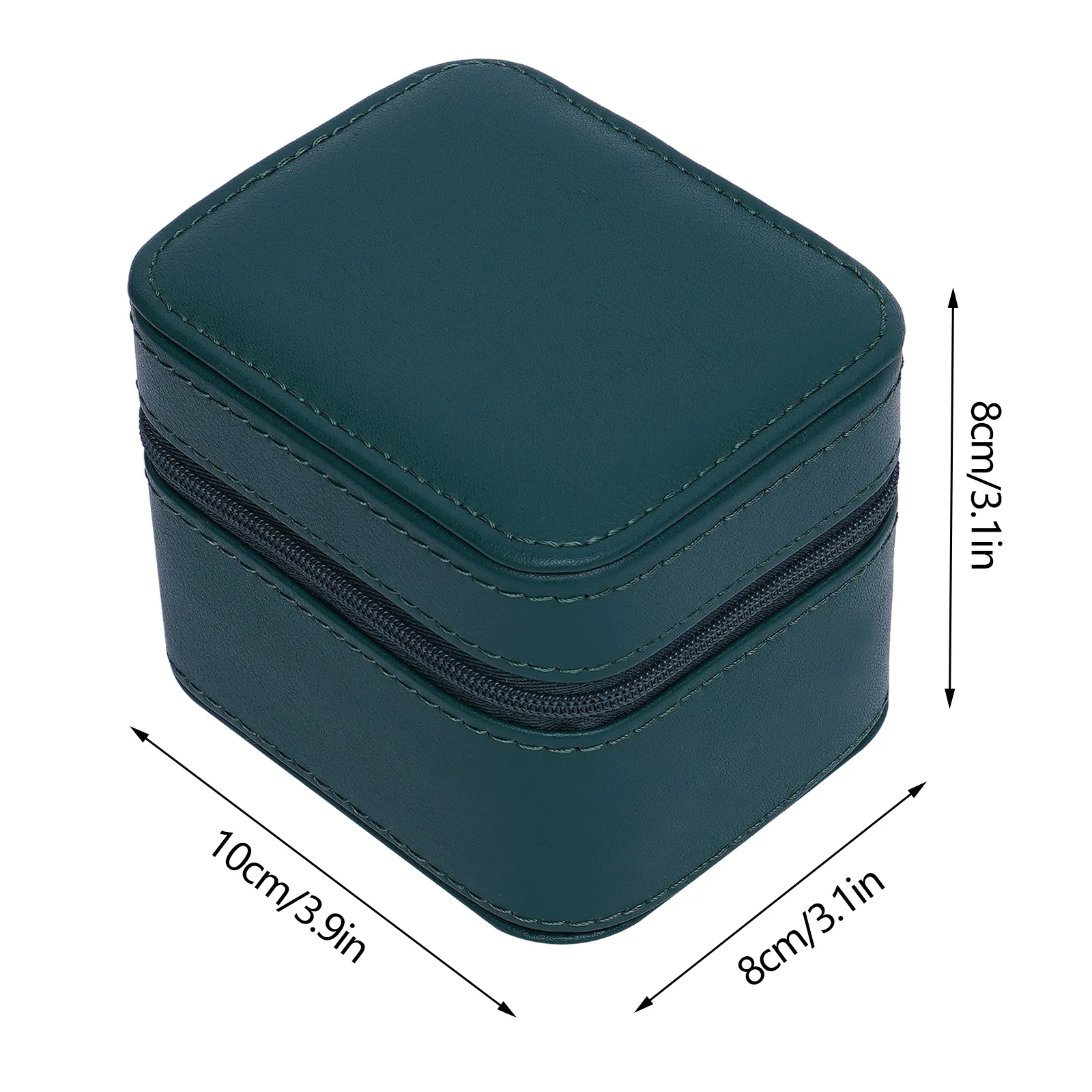 Green Watch Storage Box With Metal Zipper & Removable Pillow Jewelry Storage Display Box Flannel Lining