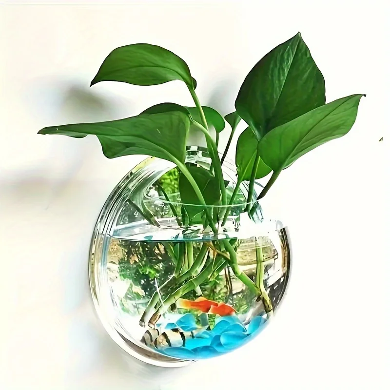 Versatile Hydroponic Planter No-Drill Indoor/Outdoor Wall Mount Aquarium Bowl for Home Decor & Garden Care hydroponic planter