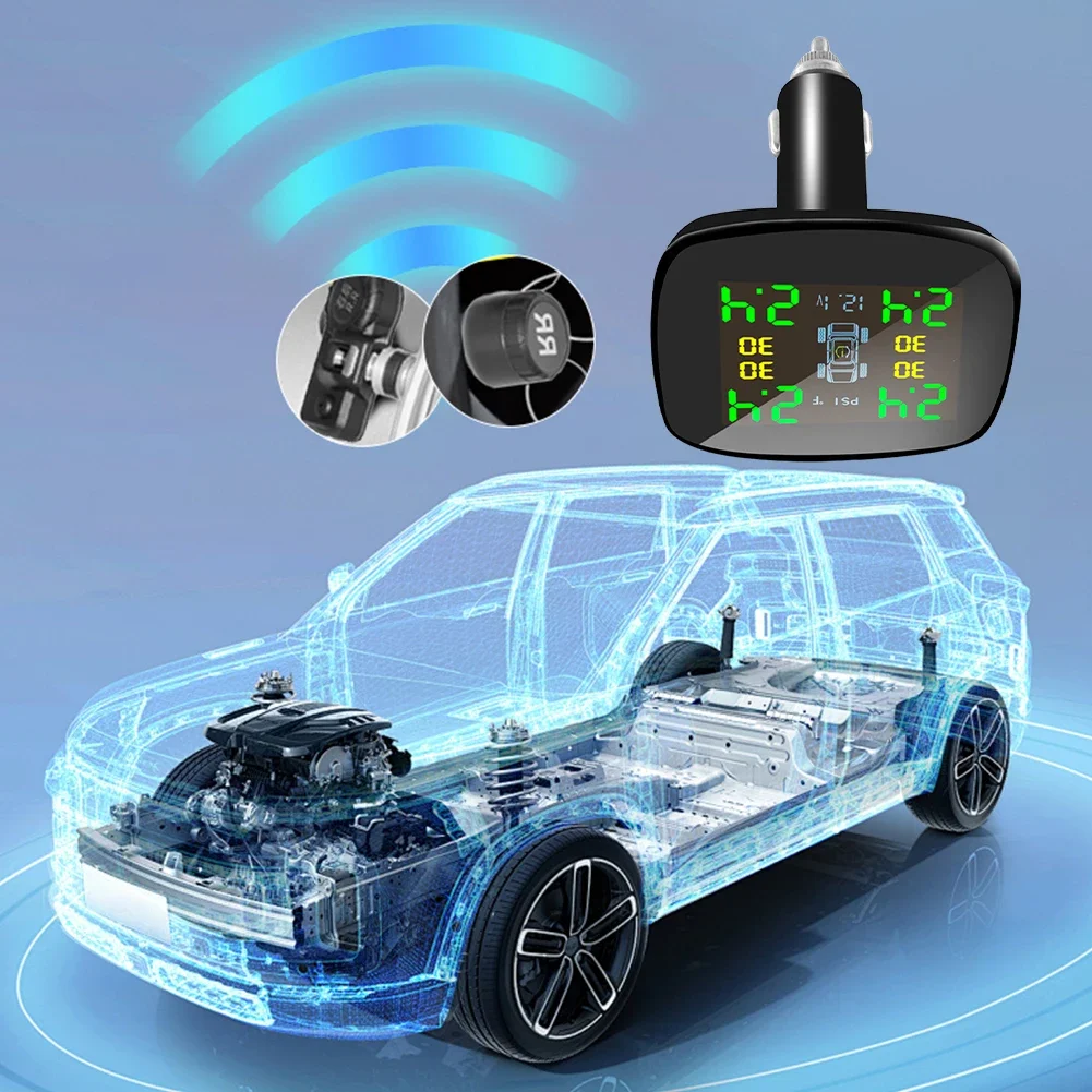 Tire Pressure Monitoring System Cigarette Lighter Tire Pressure Monitor System Universal TPMS for Car Sedan SUV