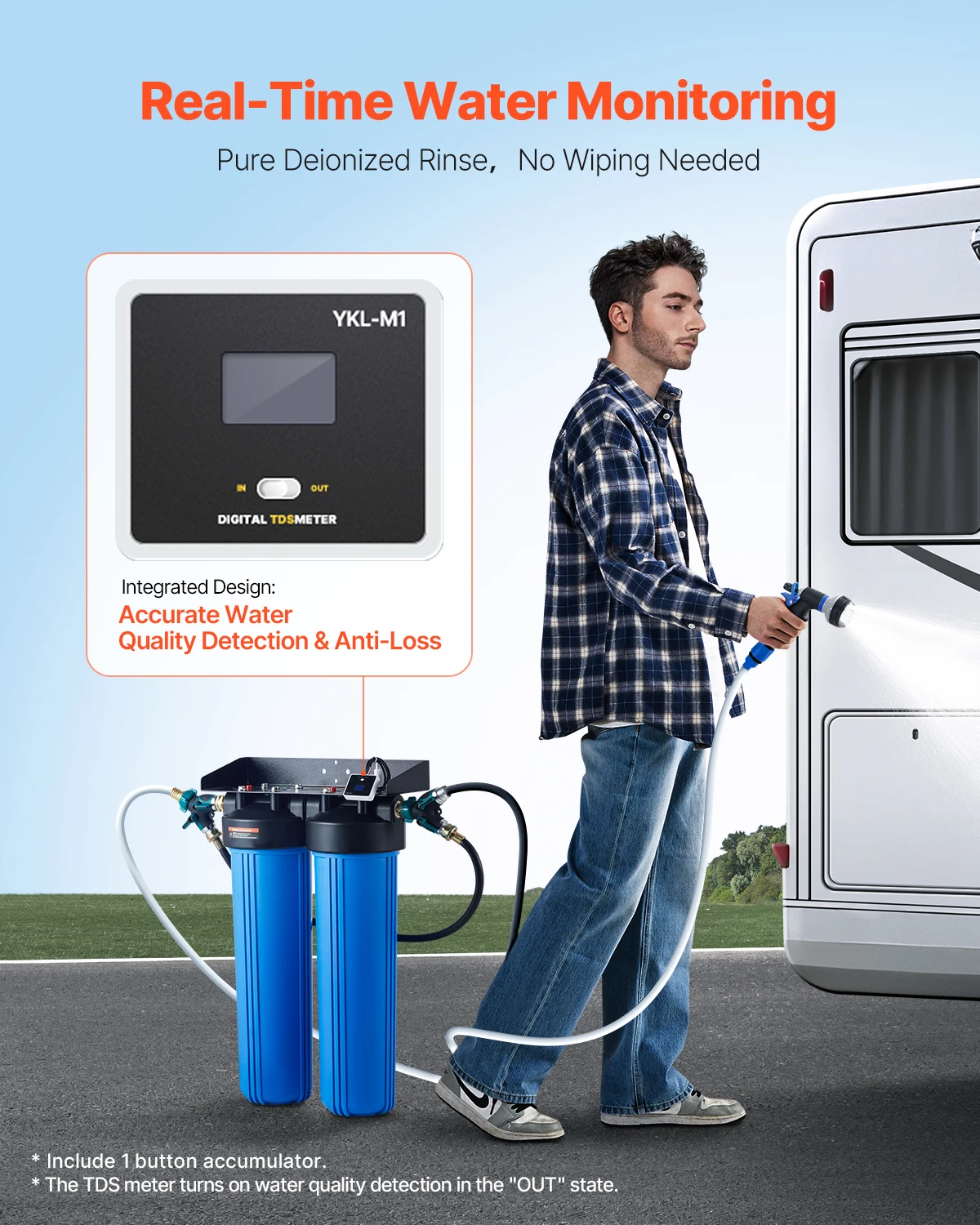 VEVOR Deionized Water System for Car Wash, with Integrated TDS Meter, Spotless Water Spot Remover Filter with Dual Outlet Mode 3