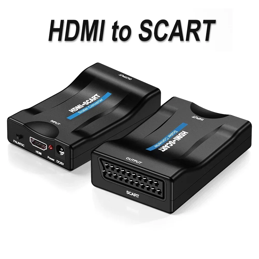 Adattatore Convertitore Audio Di Lusso Da Hdmi A Scart 1080P Adattatore Di Segnale Da Scart A Hdmi Con Cavo Usb Per Hdtv Sky Box Stb Dvd