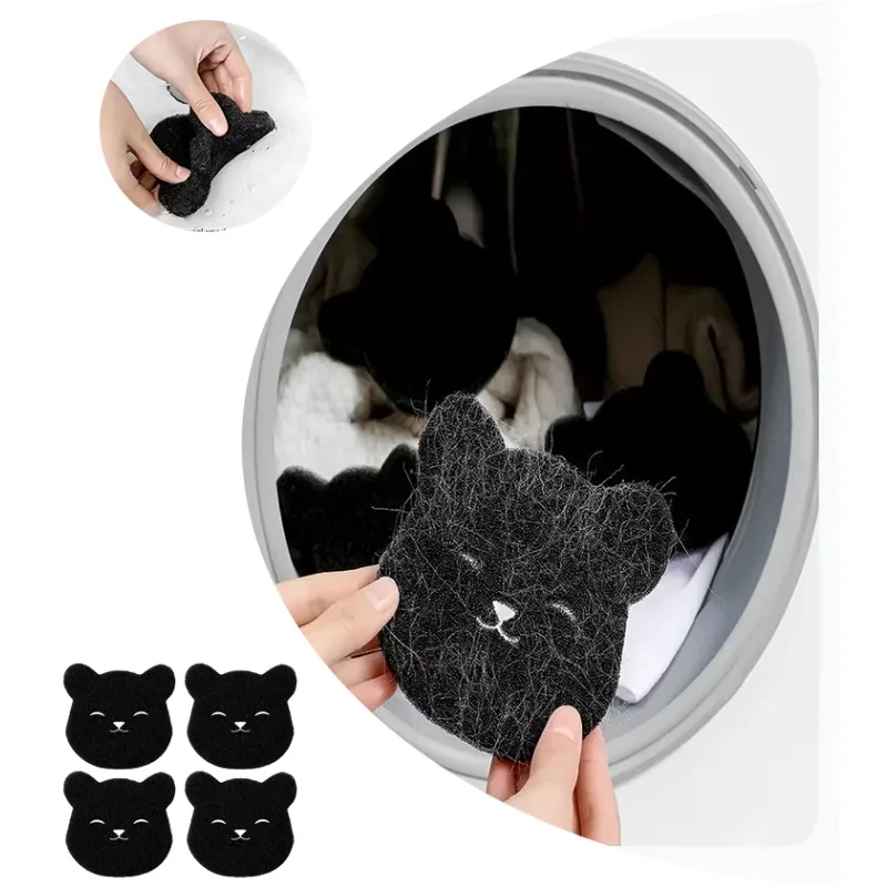Laundry Sponge Hair Removal Device Bear Shaped Laundry Ball Washing Machine Hair Catcher Pet Removal Device Cleaning Sponge