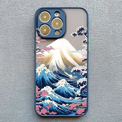 Japanese Mount Fuji Wave Landscape Phone Case - Premium Back Cover for iPhone 16 (Blue HLXS 5)