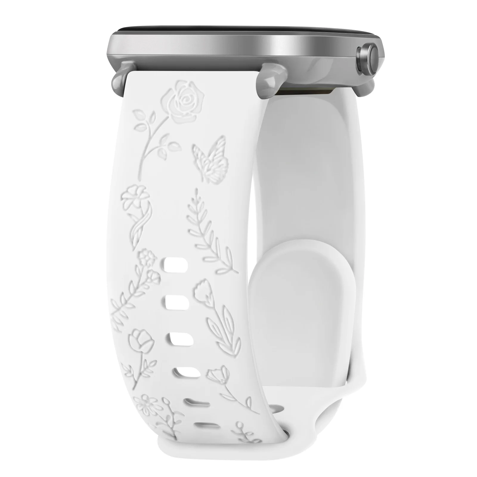 Floral Engraved 20mm Watch Strap
