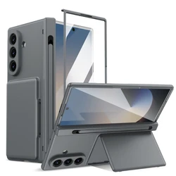 Premium Card Holder Hinge Protection Case with Stand, Pen, and Screen Protector for ForGalaxyZFold8Ultra (Dark Gray)