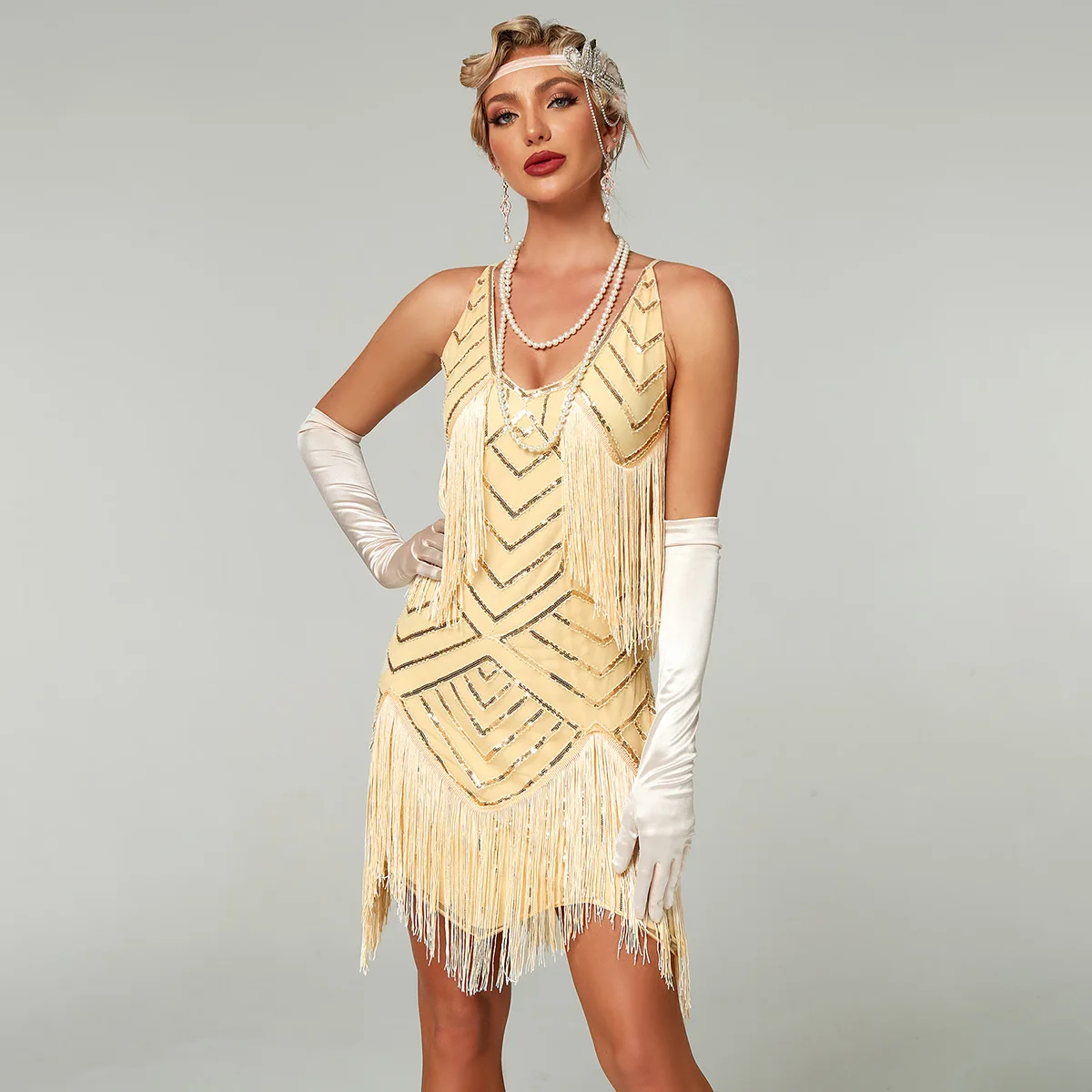 2024 Newest 1920s Flapper Roaring Plus Size 20s Great Lady MIni Short Dress Gatsby Fringed Sequin Beaded Lady Mini Tassels Dress 4