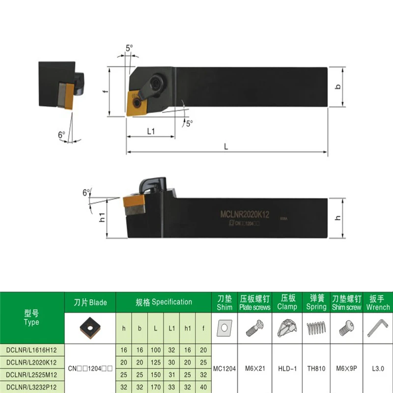 DCLNR1616H12 DCLNRK12 Holder DCLNR / DCLNL Metal Lathe Cutting Tools lathe Machine Tools External Tool D-type for CNMG120404