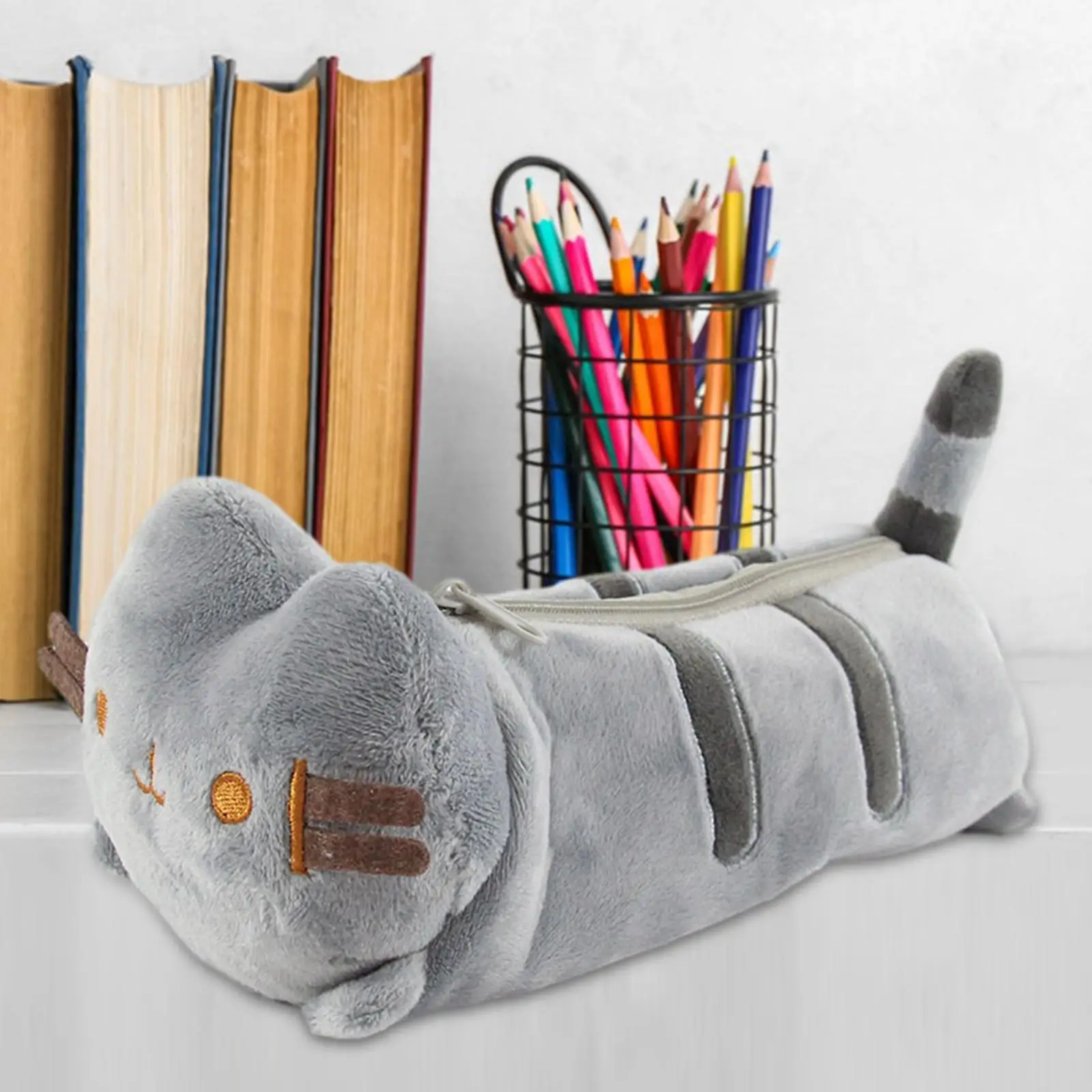 Pencil Cases Stationery Box Pen Storage Bag Plush Adorable Cat Storage Pouch for Kids School Office Supplies