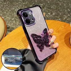 Glitter Plating Magnetic Holder Phone Case with Bracket - Soft Protective Cover for OnePlus 15 (Purple)