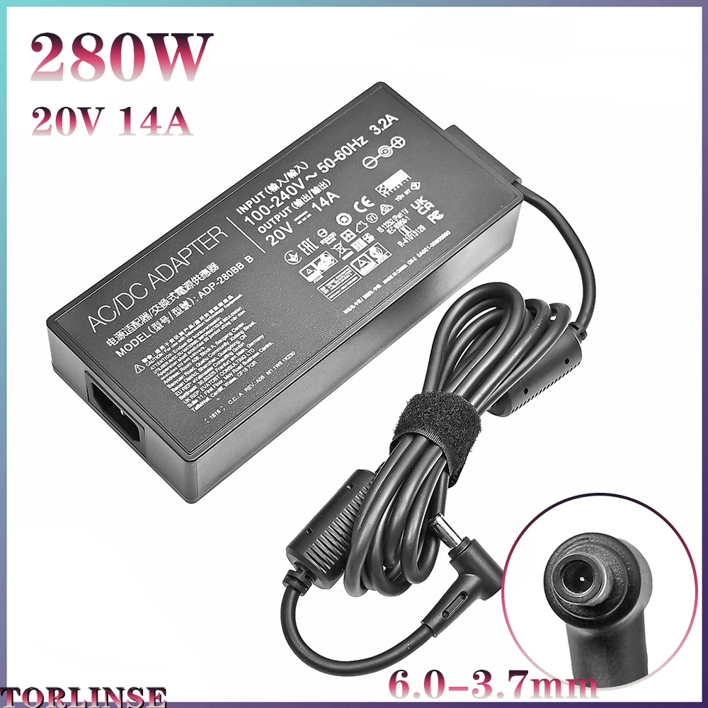

20V 14A 6.0x3.7mm ADP-280BB B AC 280W Charger Laptop Adapter For ASUS PG35V G703GI GX701 ROG G703GX G703GS GX703HS Power Supply