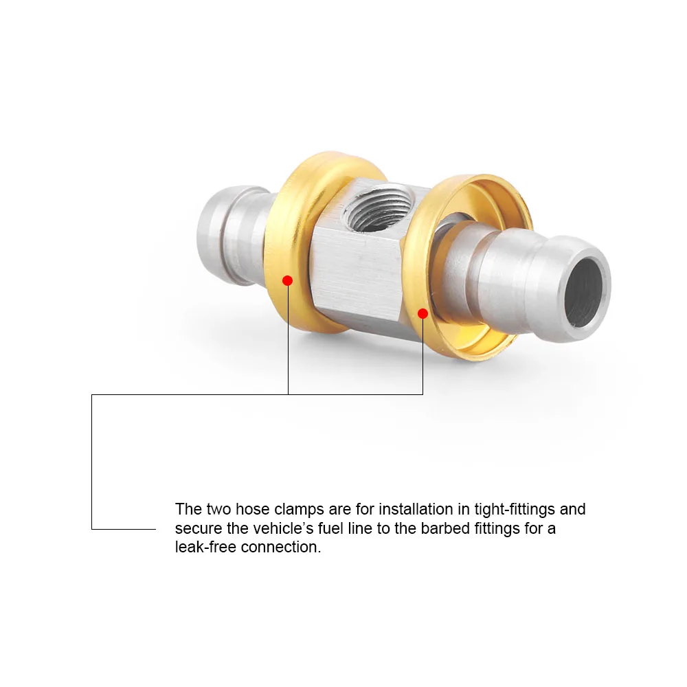 1/2" 3/8" Fuel Line Pressure T-Fitting Adapter For Fuel Pressure Gauge Sensor Barbed Push Lock
