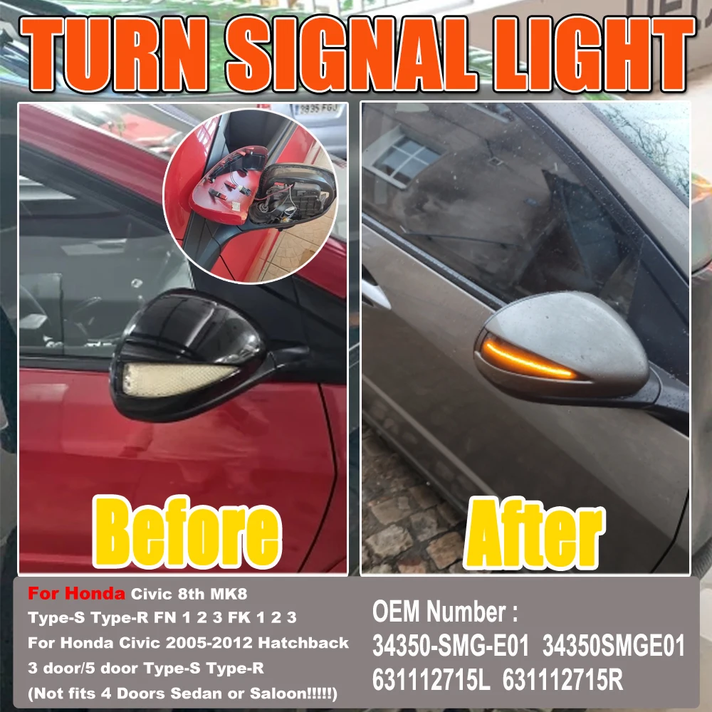Indicatori Direzione Dinamici Per Honda Civic MK8 2005-2012 - LED, Plug & Play, Senza Errori - Foto 6