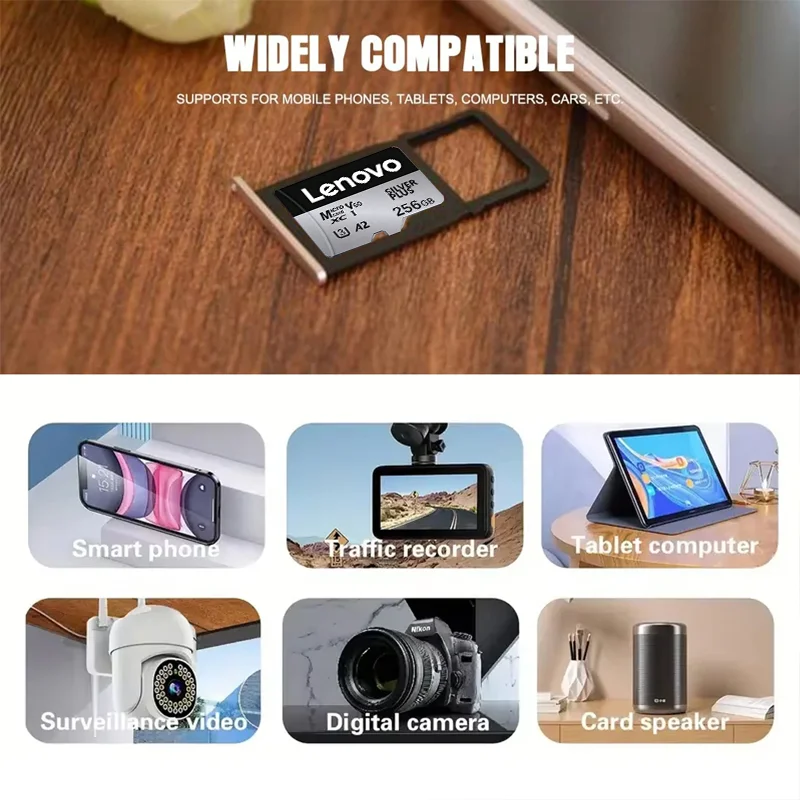 레노버 고속 SD 메모리 카드 512GB 128GB 256GB 64GB Class10 4K Ultra HD 비디오 SD 플래시 메모리 TF 카드 (휴대폰, PC, 스피커용)