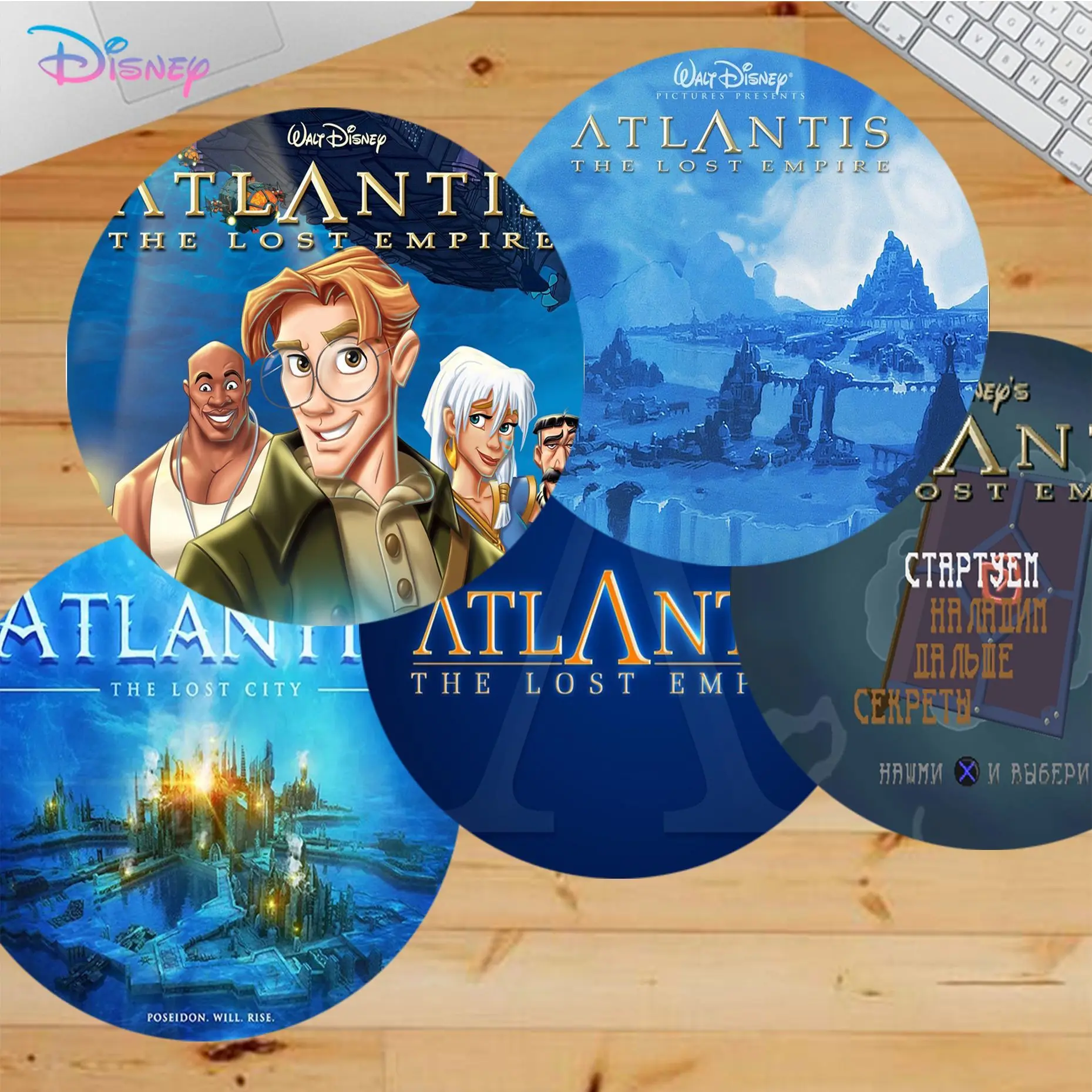

Disney Atlantis The Lost Empire Mousepad Round Custom Skin Office Computer Desk Table Cushion Non-slip Office Desk Accessories
