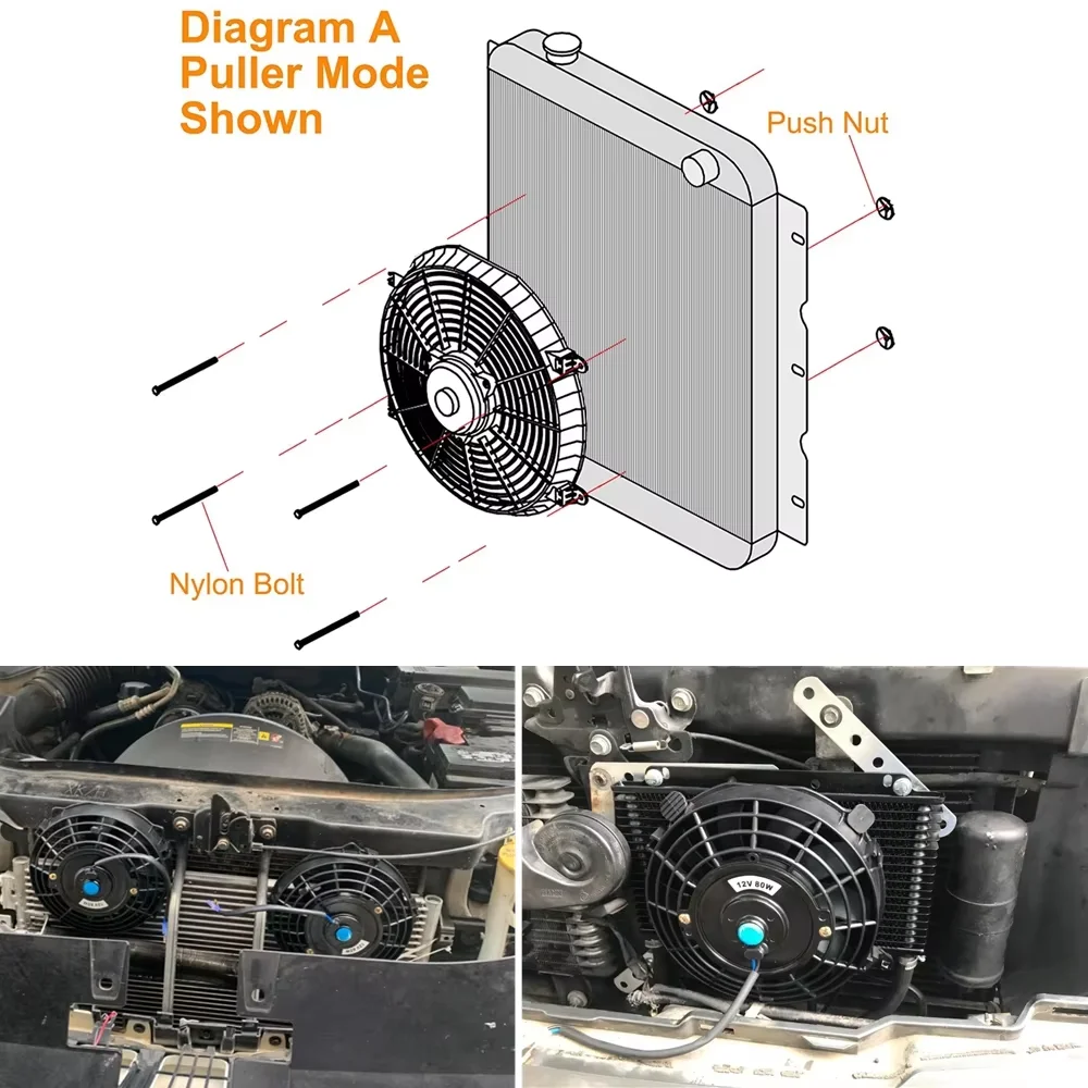 Universal 7/10/12/14 Inch 12V 80W 2100RPM Car Air Conditioning Electronic Radiator Cooling Fan Blade Electric Fan