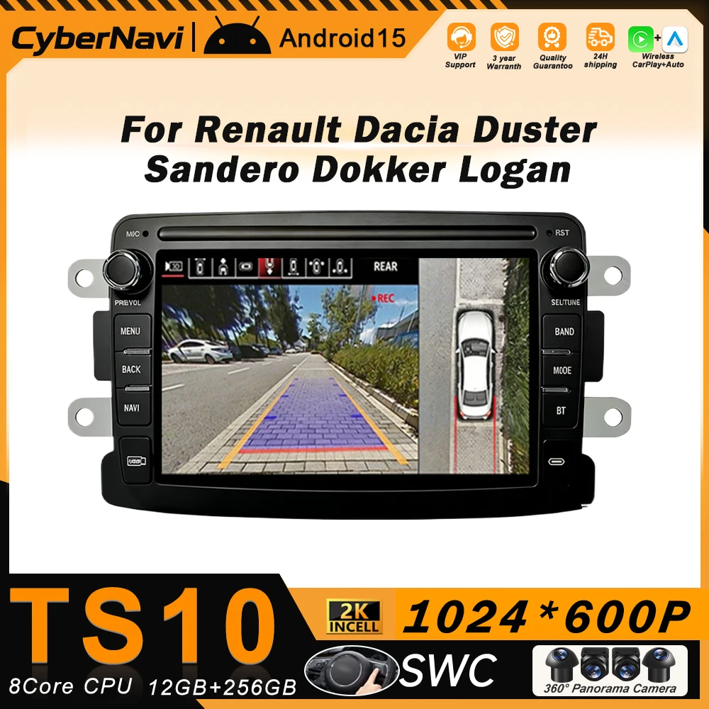 Radio Android para Auto con Carplay para Renault Dacia Duster Sandero Dokker Logan Lodgy Captur Symbol, Estéreo 2 Din, GPS, WIFI, RDS, Bluetooth 1