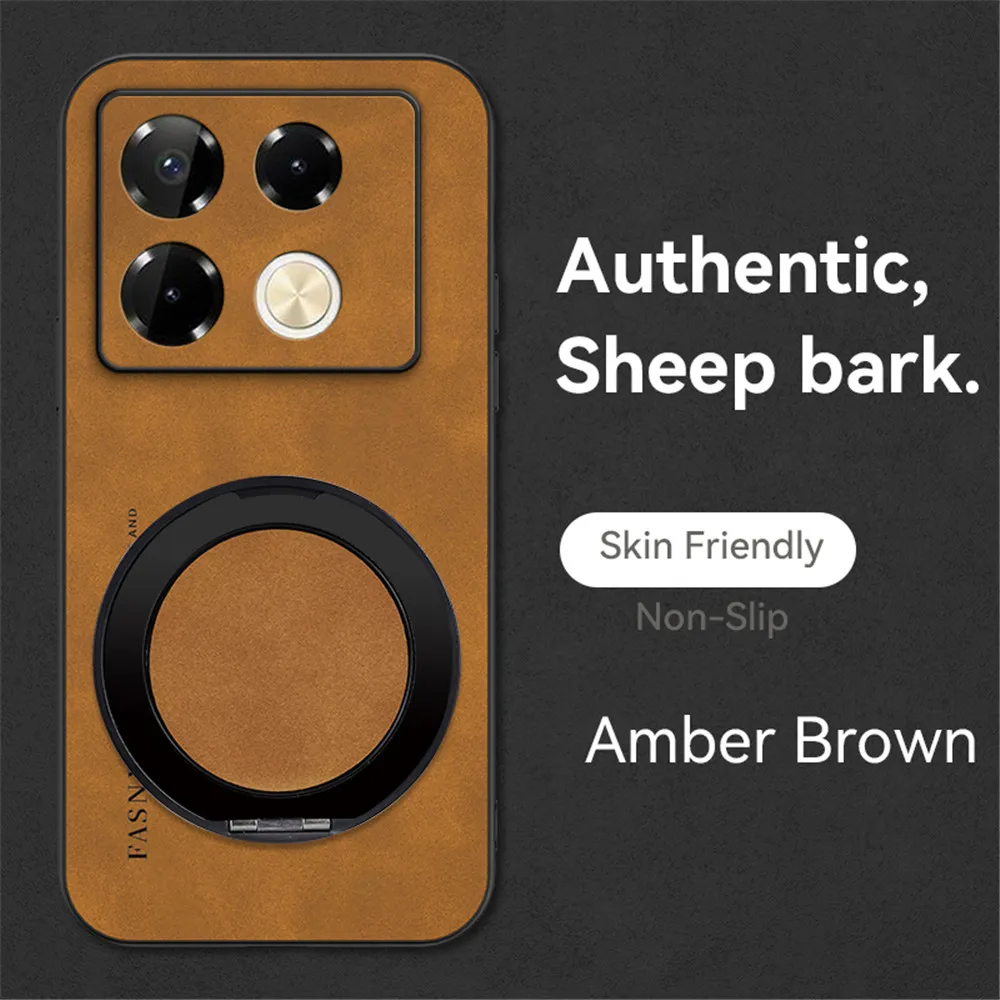 Luxury Sheepskin Magnetic Leather Phone Case with Stand and Shockproof Back Cover