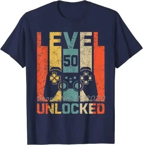 Vintage 50. Geburtstag Spiel Level 50 entsperrt 50 Jahre alt Gamer T-Shirt Videospiele Retro Fiftieth B-Day T-Shirt Herren T-Shirt Tops – Detail 7