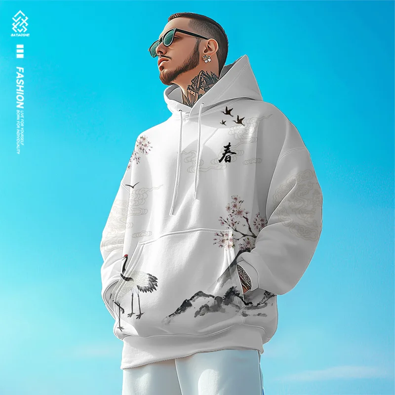 New Trendy Spring Autumn Loose Hooded Hoodie Men Women Fashion Hip Hop Skateboarding Sweatshirt Couples Oversized Clothes