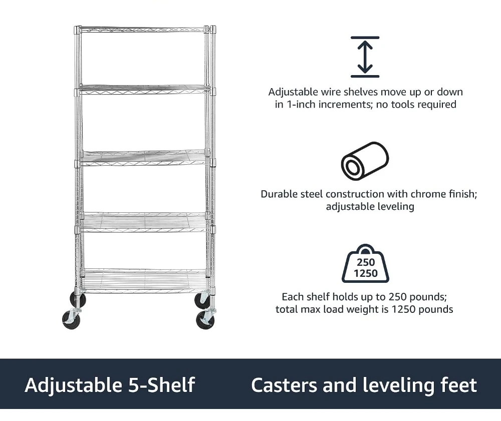   Basics 5-Shelf Adjustable, Heavy Duty Storage