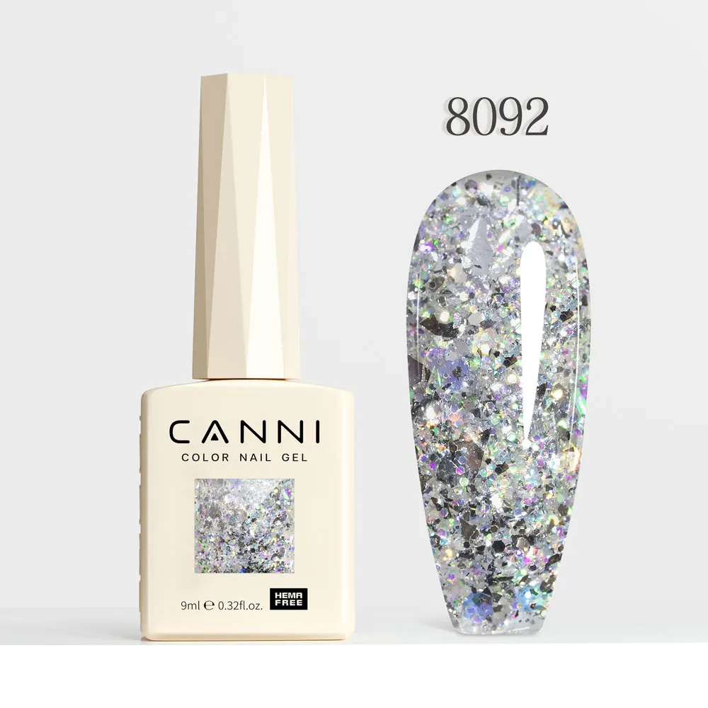 CANNI Super Glossy Glitter Cat Eye Nail Gel Polish - Hema Free Diamond Top Coat, Semi-Permanent UV LED Varnish