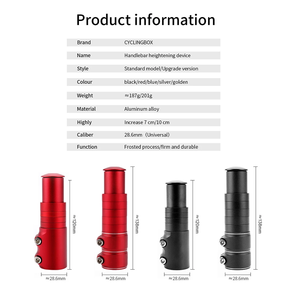 Aluminum Alloy Bike Fork Stem Riser Extender Extension Bicycle Cycling Bike Stem Head Up Raiser Handlebar Riser Adaptor