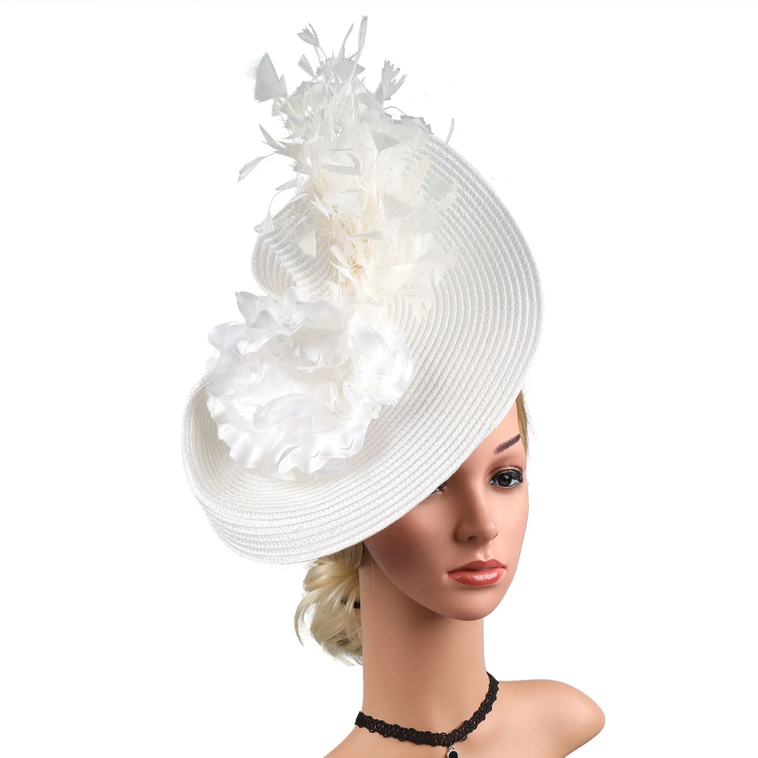 2026 Extravaganter Stroh-Feder-Fascinator-Hut für Teepartys, Kentucky-Hut, Damen-Fascinator, Derby-Pillbox-Hut für Cocktailpartys und Hochzeiten – Detail 6