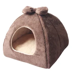 Winter Autumn Solid Color Pet Bed Sofa Plush Fluffy Dog Kennel House Warm Soft Sleeping Cushion for Cats Dogs Accessories