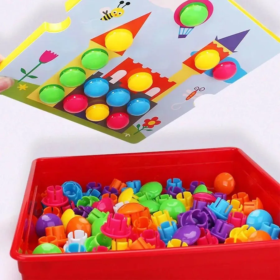 Large particle mushroom nail intelligence development cube jigsaw puzzle DIY educational toys for children 1-3 years old