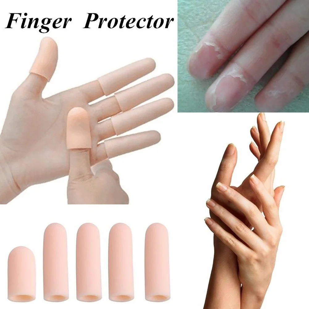 Silicone Gel Fingers Cap Fingertip Protector Insulation Finger Guard Anti-skid Hand Care Toe Finger Care Tube Bandage 2 pcs finger protector finger guard