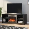Electric Fireplace TV Stand Black Oak Media Storage Console Heater LED Flames Adjustable Shelves 55" TV 47.44"x15.67"x18.58" H 1