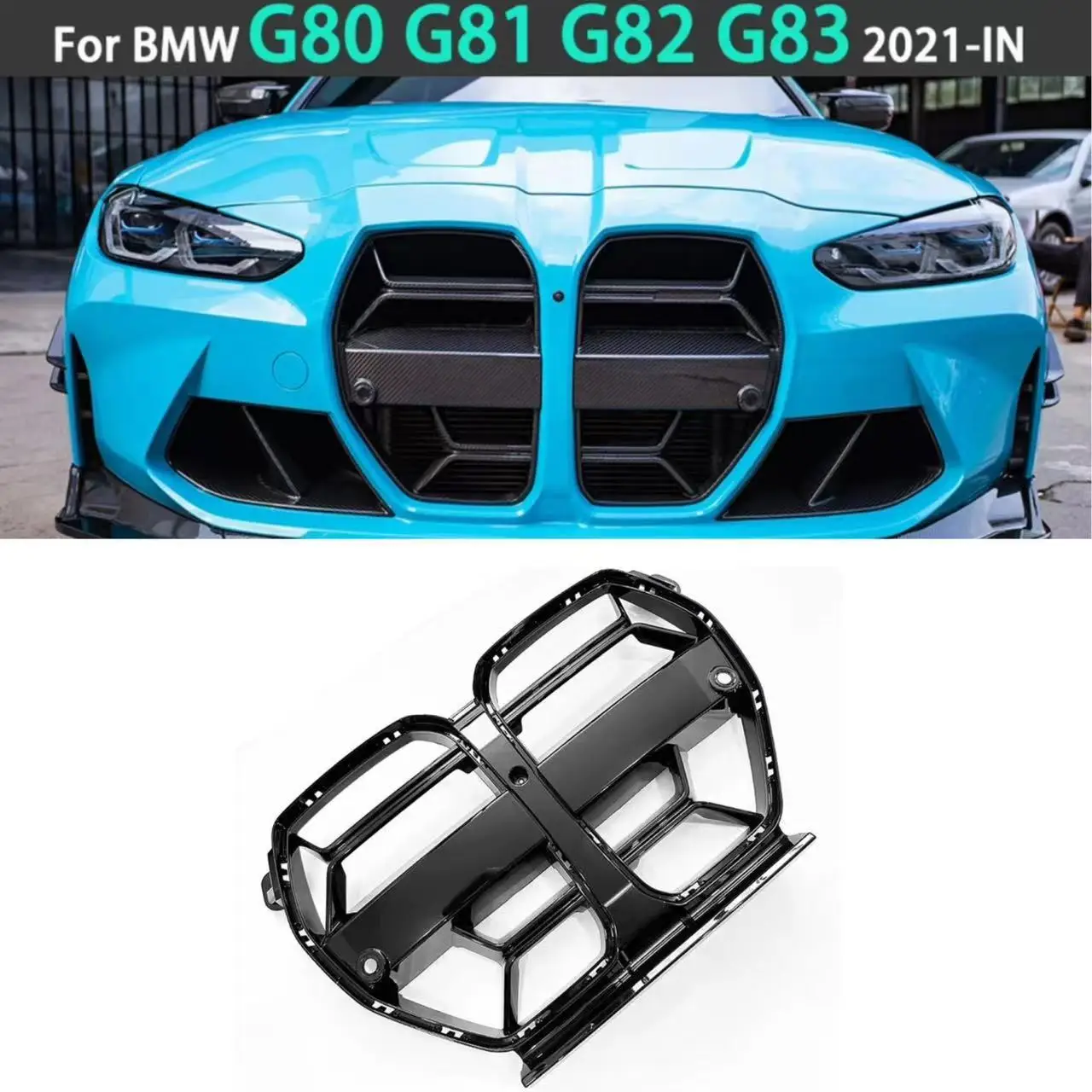 

Решетка для переднего бампера для BMW G80 M3 G82 G83 M4 2021 2022 2023 CSL, стильная передняя решетка для капота, глянцевая черная решетка из углеродного волокна