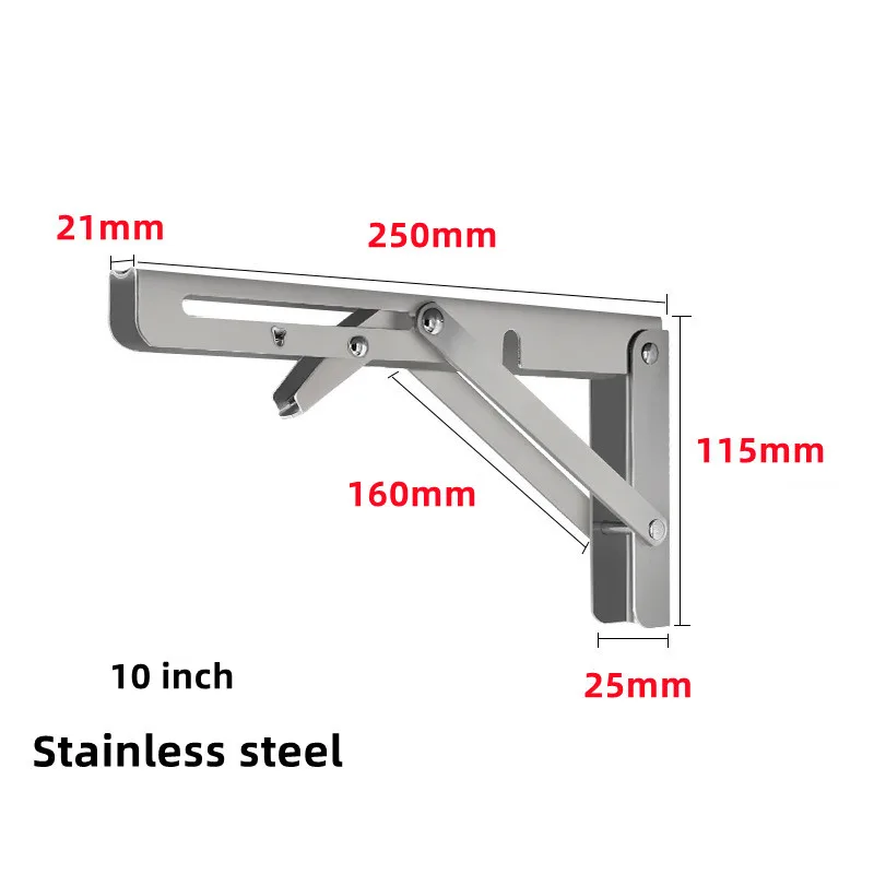 Heavy Duty Stainless Steel Folding Shelf Brackets with Screws - Set of 2