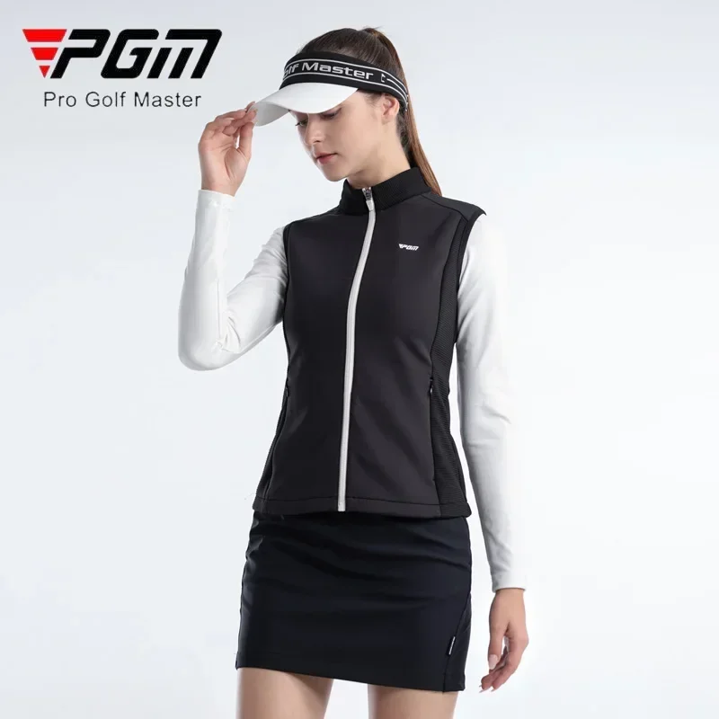 PGM Stand Collar Sleeveless Golf Jackets Women Windproof Golf Vest Ladies Warm Slim Sports Waistcoats Autumn Casual Coat