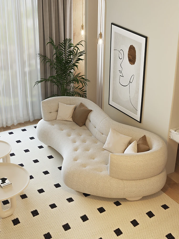 

French Style Mid-Ancient Fabric Sofa Cream Style Simple Sofa Design Creative Strange Shape Sofa
