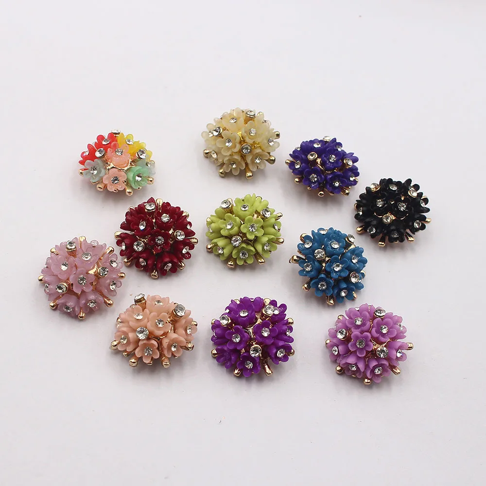 5 조각 20MM 합금 라이트 럭셔리 금속 단추 구멍 단추 장미 꽃 다이아몬드 의류 액세서리 DIY 수제 액세서리