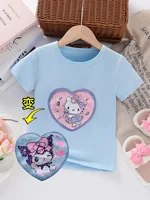 T-shirt d'été 2026 pour enfants, à paillettes réversibles, motif chat de dessin animé, pour garçons et filles, hauts décontractés à manches courtes, confortables pour tout-petits et bébés 4