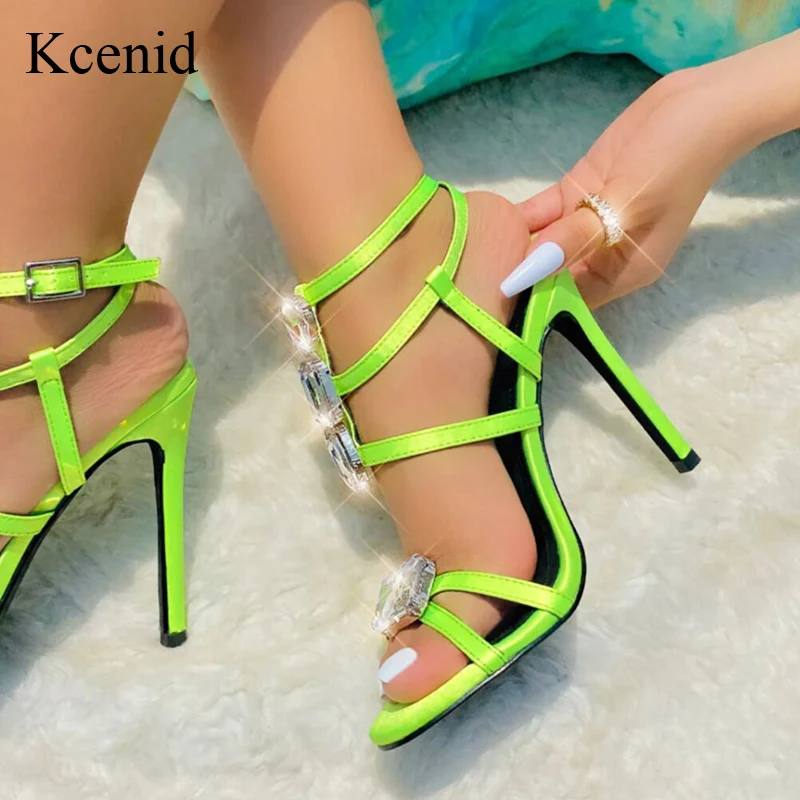 Kcenid Fashion Big Crystal Women's Sandals Summer 2023 Sexy High Heels Buckle Strap Gladiator Sandals Women Party Wedding Shoes