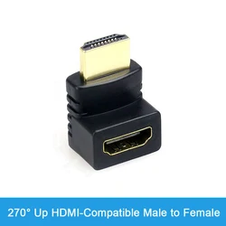 Right Angle HDMI-Compatible Adapter - 90/270 Degree Male to Female 4K HD Converter (Up)