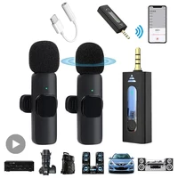 Professional Bluetooth Lavalier Wireless Lapel Microphone Dual Mic Buttonhole Tie For iPhone Android Mobile Cell Phone PC Micro