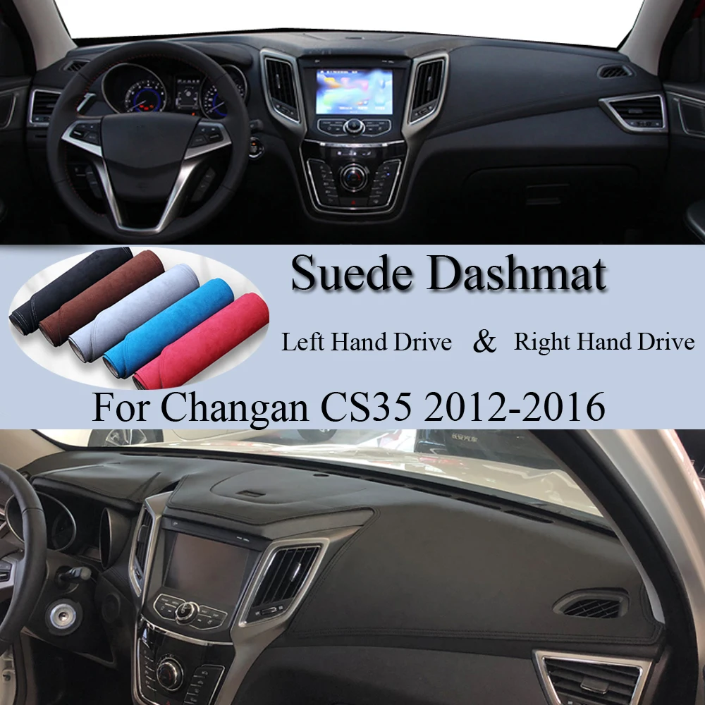 

Для Changan CS35 2012 2013 - 2016 замшевый кожаный коврик для приборной панели, Противоскользящий коврик для приборной панели, коврик для защиты приборной панели от УФ-лучей, аксессуары