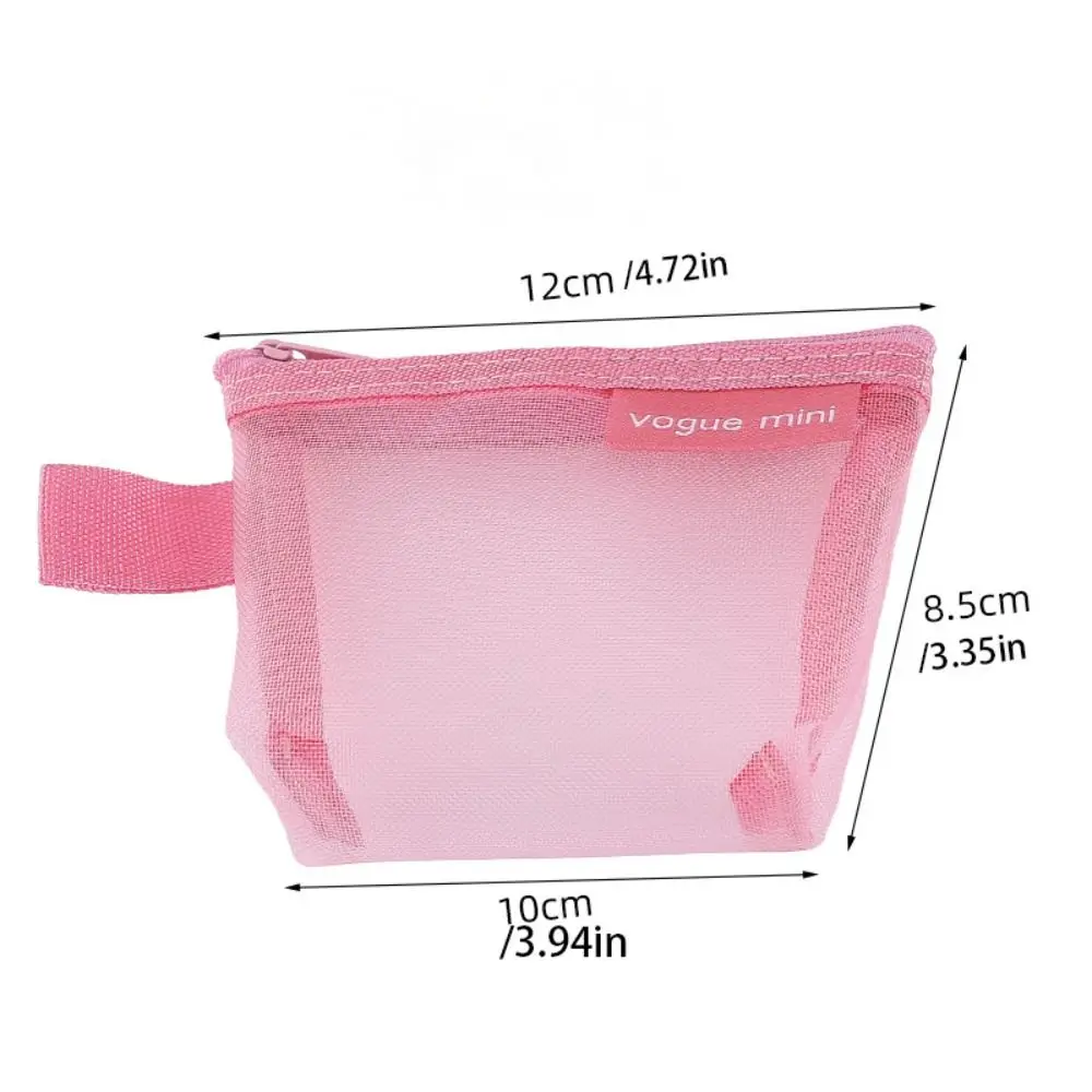 Makeup Bag Transparent Mesh Storage Bag Cute Lipstick Small Item Mini Coin Purse Nylon Coin Cosmetic Travel DIY coin purse plush coin purse coin wallet change bag cosmetic bag