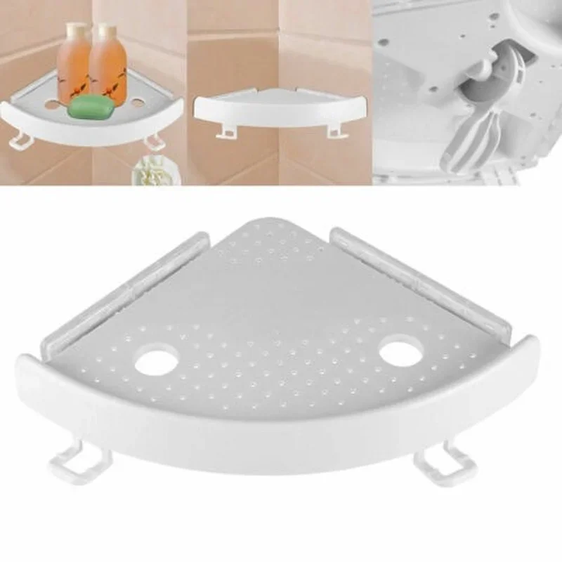 Household Bathroom Corner Storage Holder Wall Mounted Triangular Shower Shelf Suction Cup Shampoo Soap Stuff Storage Rack 2
