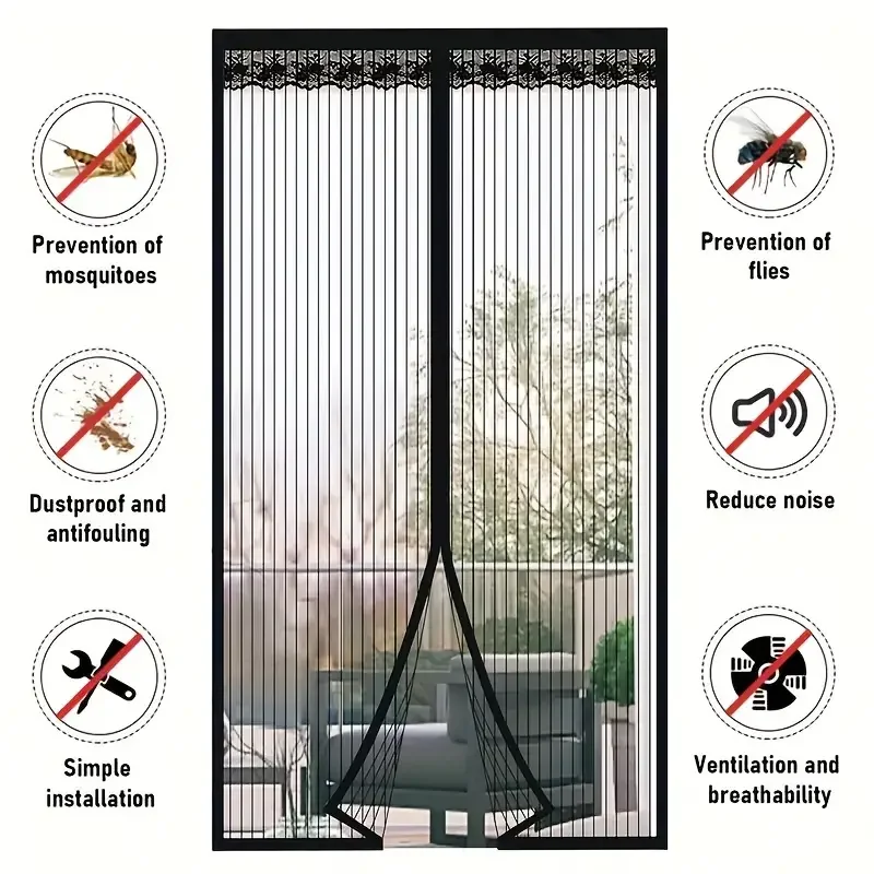 100x210CM Magnetic Door Curtain Net Door Anti Mosquito Insect Fly Bug Curtains Automatic Closing