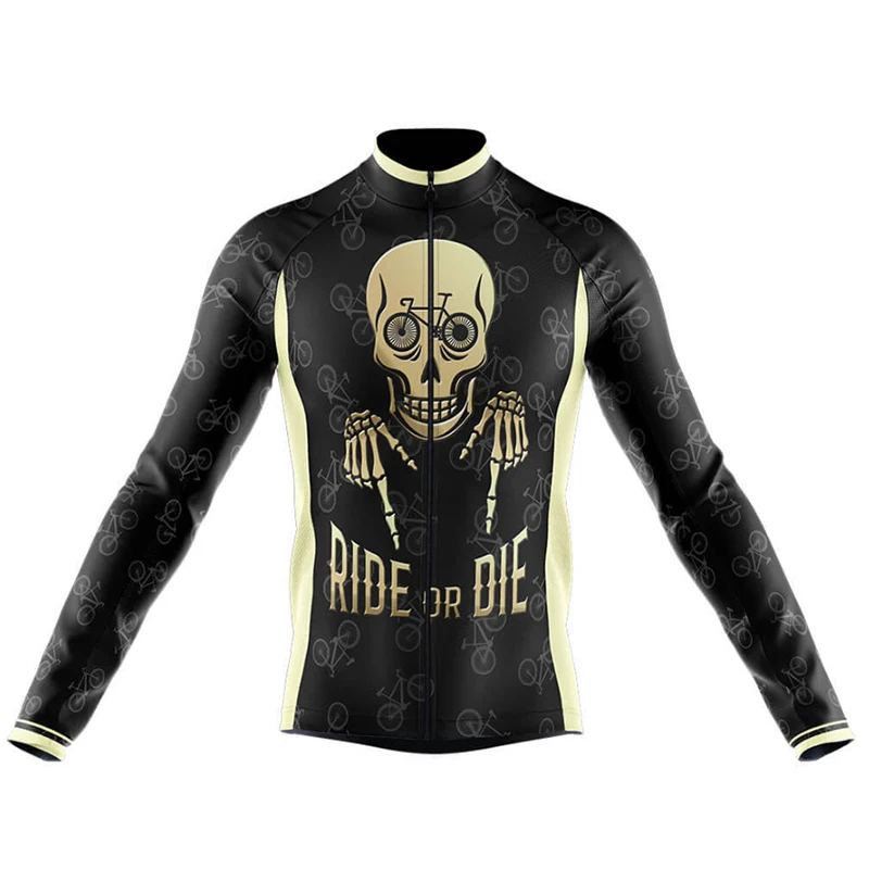 thumbnail image 1 of Maillot de ciclismo con estampado de calaveras para hombre, ropa de ciclismo de manga larga, uniforme de bicicleta de montaña, verano 2023, 1 of 5