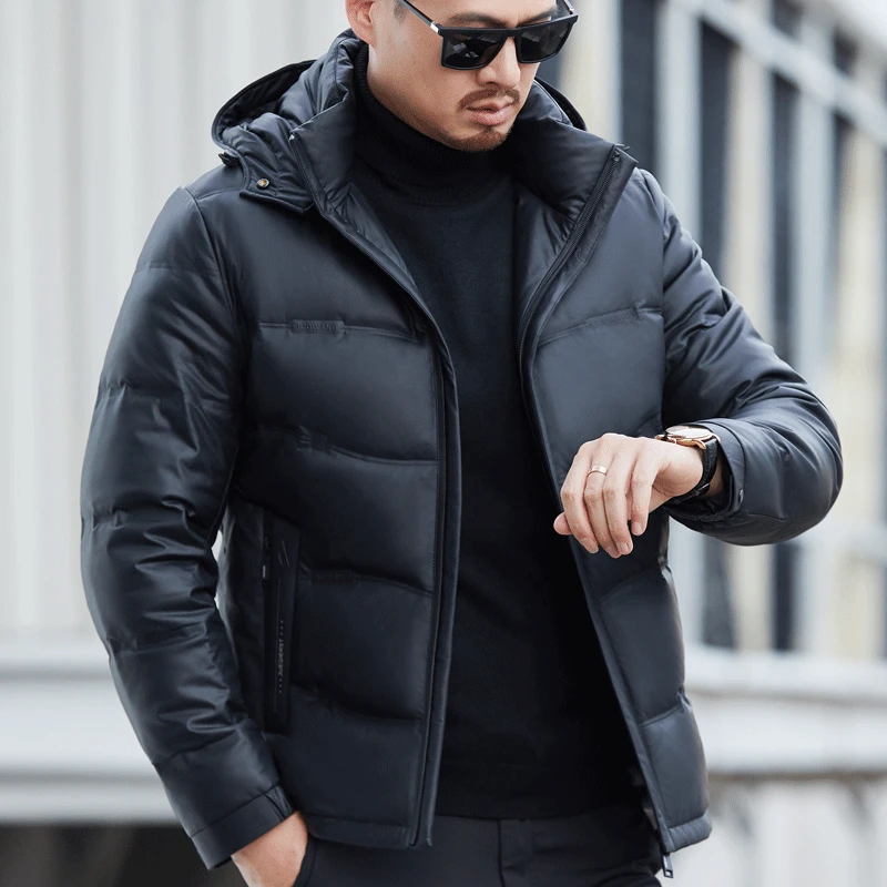 YX-6628 Winter New Men's Genuine Leather Down Coat Sheepskin