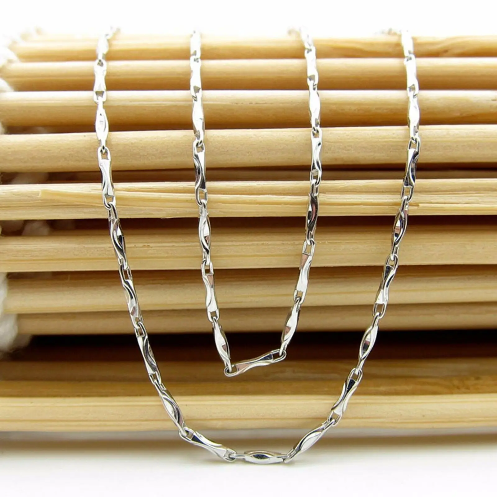 

Pure PT950 Platinum 950 Chain Women Yuanbao Link Necklace 3.5-3.8g 45cm Length Stamp pt950
