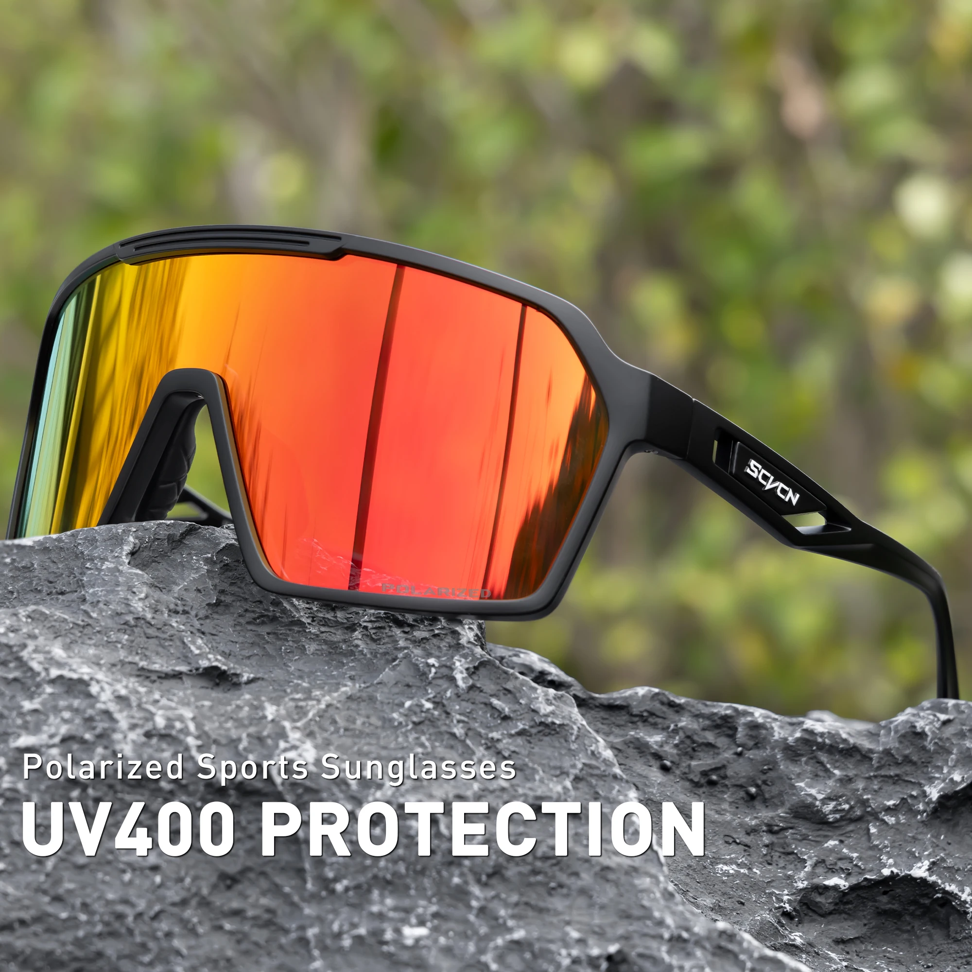 SCVCN Polarized Sunglasses Fashion Cycling Glasses for Men Mountain Bike Eyewear Baseball Sports Goggles Skating Sun Glasses