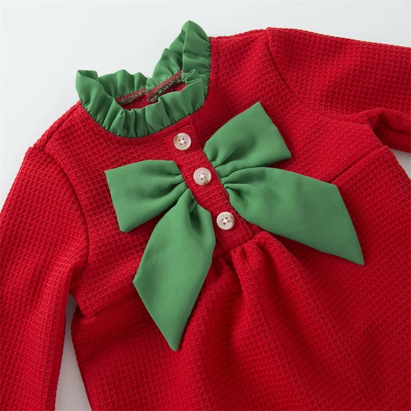 

Рождественский наряд для новорожденных девочек, комбинезон с длинным рукавом, милая Рождественская Одежда для маленьких детей 3-24 месяцев